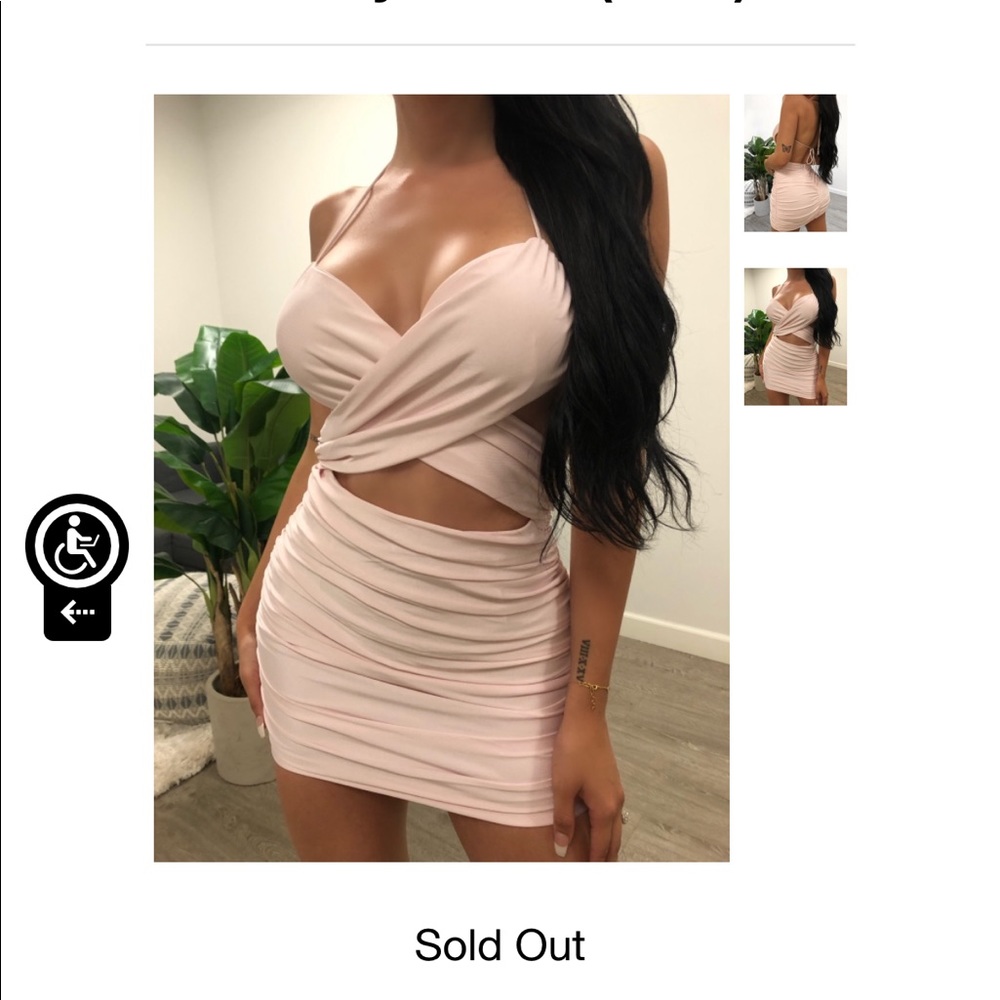 Backless blush pink bodycon dress